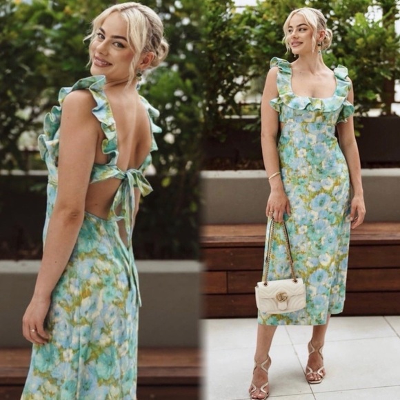 Zimmermann Blue and Green Backless Dress - Picture 5 of 9